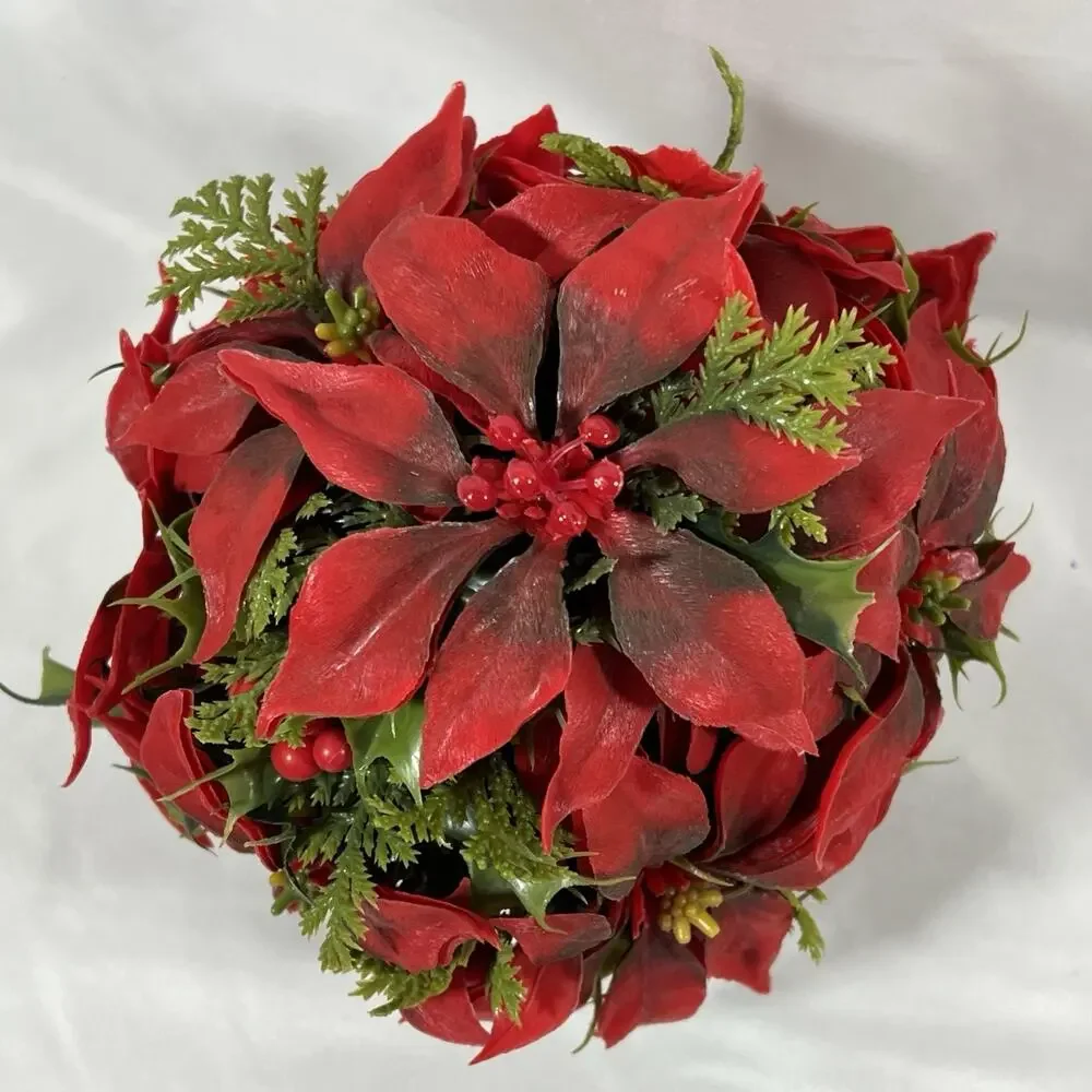 Vintage MCM Christmas Centerpiece Poinsettia Mid Century Kitsch Plastic Floral